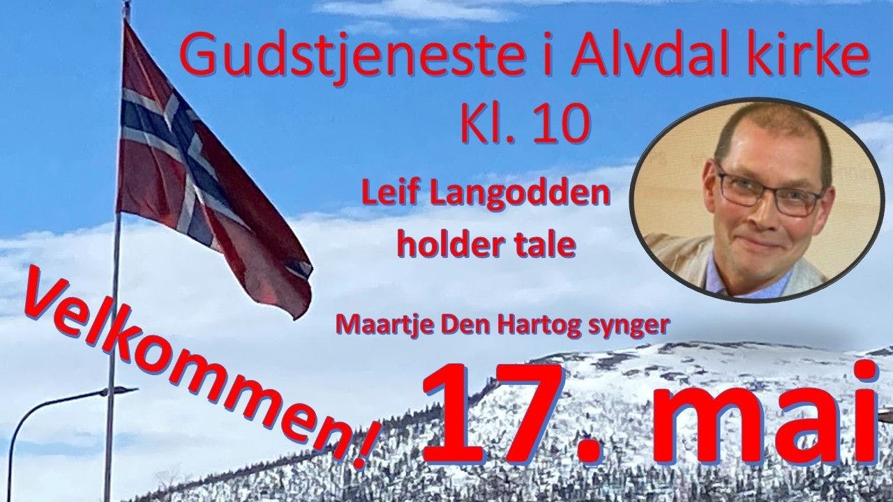Plakat med bilde av Leif Langodden og det norske flagg.